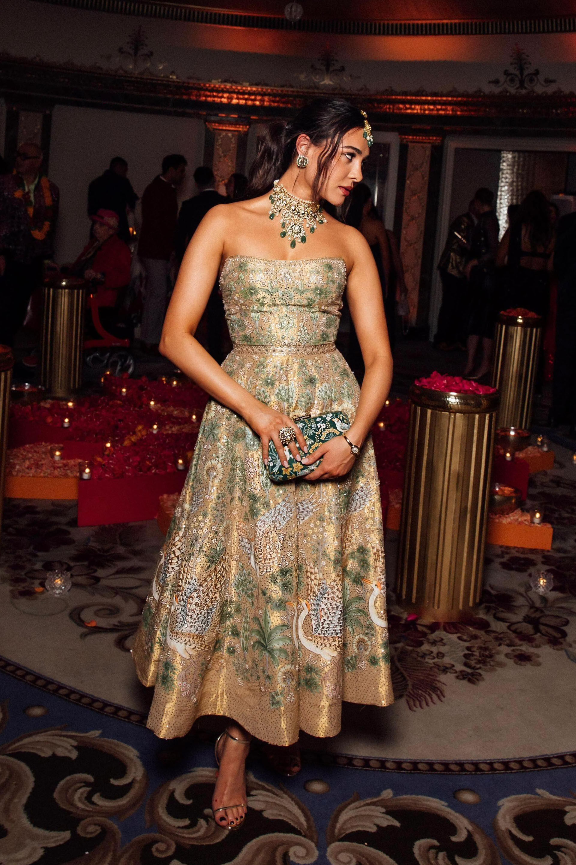 Avasa Hand-painted Pichhwai Silk Dress - Gold, , image 2